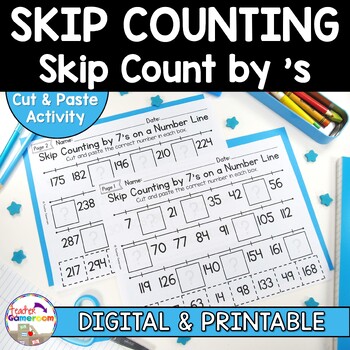 Skip Counting on a Number Line by 7's Worksheets by Teacher Gameroom