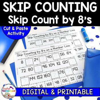 Preview of Skip Counting on a Number Line by 8's Worksheets