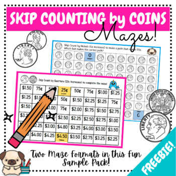 Preview of Skip Counting with Coins - Money Mazes - Money Games FREEBIE!