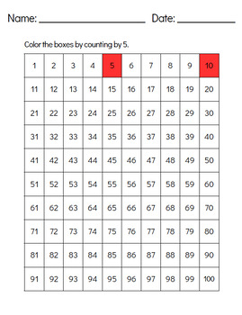 Preview of Skip count by 2, 5, and 10 packet