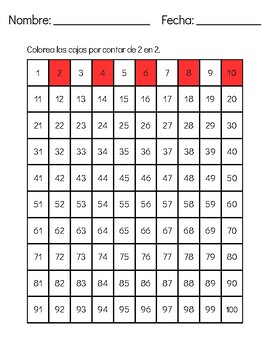 Preview of Skip count by 2 packet: SPANISH