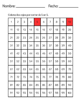 Preview of Skip count by 5 packet: SPANISH