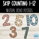 Skip counting 1-12 posters: neutral boho