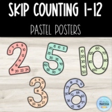 Skip counting 1-12 posters: pastel rainbow
