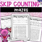 Skip counting, mazes and fill in the gaps, worksheets for 