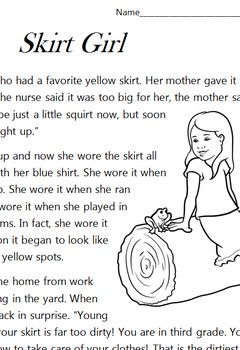 Preview of Skirt Girl - Reading passage for er, ir, ur, wor words