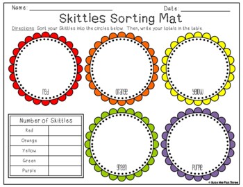 Skittles Graph Sort Tally Total Graph and Answer Questions from Data