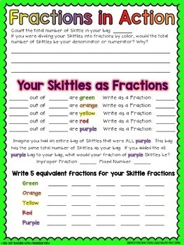 Skittles Math Activity by Teaching With a Mountain View | TpT