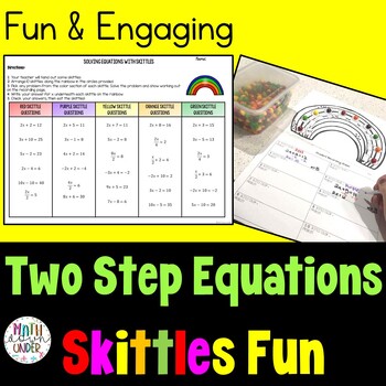 Preview of Skittles Math Solving Two Step Equations Activity
