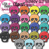 Skull Clipart for Halloween and Day of the Dead with Glitter
