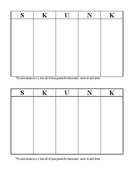 Preview of Skunk game sheet