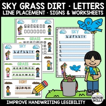 Preview of Sky Grass Dirt - Letter Line Placement - Signs and Worksheets - Fine Motor