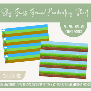 Preview of Sky, Grass, Ground Handwriting Sheet Templates - IWB, Projector or Printable