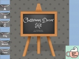 Sky blue banner classroom decor label kit