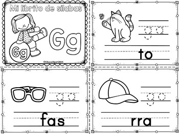 Sílabas - Mini librito sílabas con G / Spanish Syllables mini book Letter G