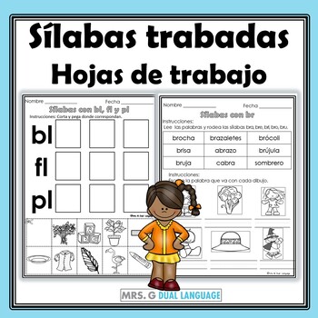 Preview of Silabas Trabadas Grupos consonánticos Hojas de trabajo Spanish Blends Worksheets