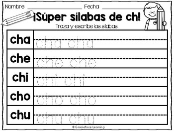 S per s labas Spanish phonics activities for cha che chi cho chu