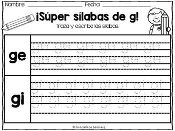 Sílabas geniales – Spanish Phonics Activities for ge y gi by ...