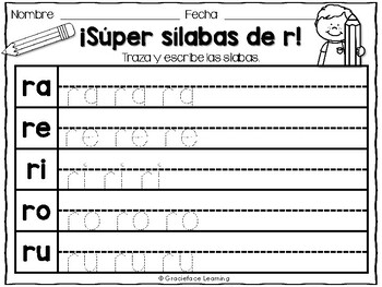 Silabas Reconocidas Spanish Phonics Activities For Ra Re Ri Ro Ru