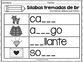 Sílabas tremadas – Super Pack 1 – R Blends in Spanish! by ...