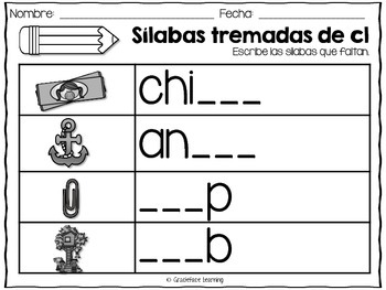 Sílabas tremadas de Cl – Spanish Blends for Cl by GraciefaceLearning