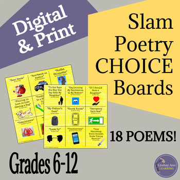Preview of Slam Poetry Choice Boards for Middle School and High School