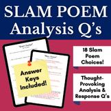 Slam Poetry Close Reading Analysis Questions for Middle Sc