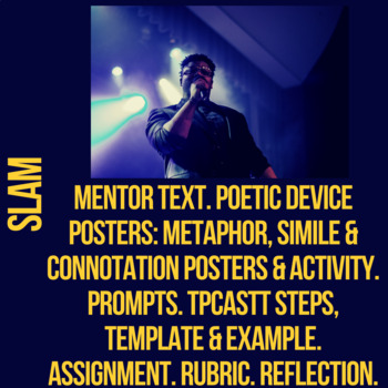 Preview of Slam Poetry- Observe, Learn Poetic Terms, Analyze (TPCASTT),Create & Perform