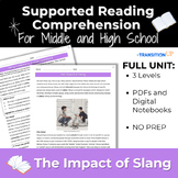 Slang- Supported Reading Comprehension Middle & High Schoo