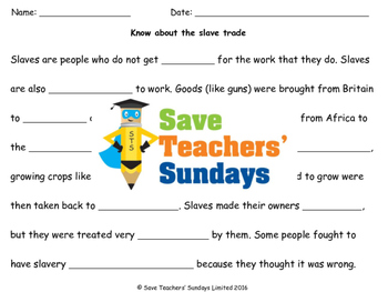 Preview of Slave Trade Lesson Plan and Worksheets