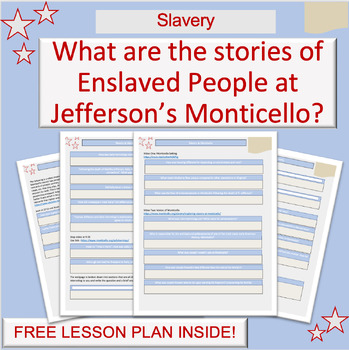 Preview of Slavery Jefferson's Monticello | Lesson | Field Trip | Transatlantic Slave Trade