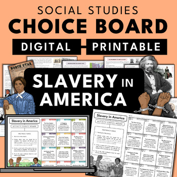Preview of Slavery in America | Social Studies Unit Choice Board Activity Packet Gamify