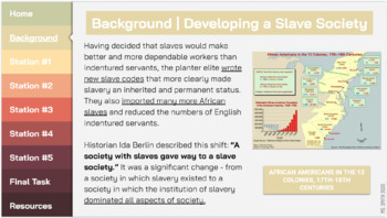 Preview of Slavery in Colonial America (Interactive Stations)