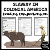 Slavery in Colonial America  Reading Comprehension Worksheet