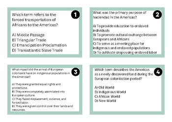Preview of Slavery in the Americas Task Cards GSE SS6H1