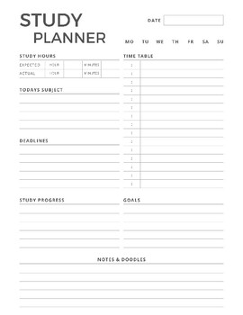 Preview of Sleek Black & Gray Minimalist Study Planner: Elevate Your Academic Journey