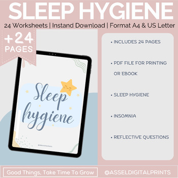 Preview of Sleep Hygiene worksheets,cbt worksheets, Insomnia Worksheets , sleep journal, sl