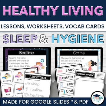 Preview of Sleep and Personal Hygiene Lessons + Worksheets + Vocab Card BUNDLE