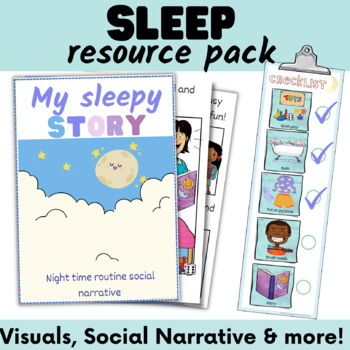 Preview of Sleep social narrative story, night time visuals, reward chart & tip sheet!