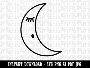 bedtime moon clipart white and grey