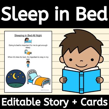 Preview of Sleeping and Staying in Bed All Night EDITABLE Story for Social Skills Bedtime