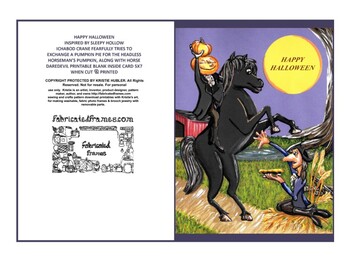 Preview of Sleepy Hollow Happy Halloween Exchanging Pumpkin For Pie Printable Card