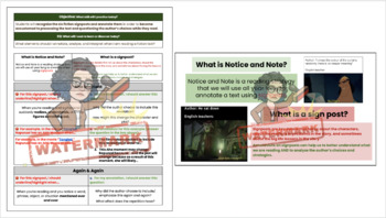 Preview of Slides AND Student Log: Intro to Notice & Note Signposts Video Lesson
