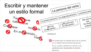 Preview of Slides: Escribir y mantener un estilo formal/Write and maintain a formal style