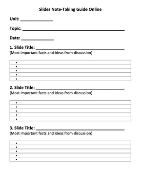 Slides Note-Taking Guide by Jwood Education | TPT