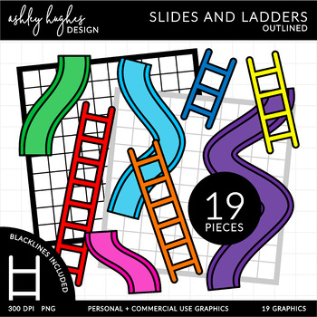 Preview of Slides and Ladders Clipart - Outlined