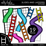 Slides and Ladders Clipart - Outlined