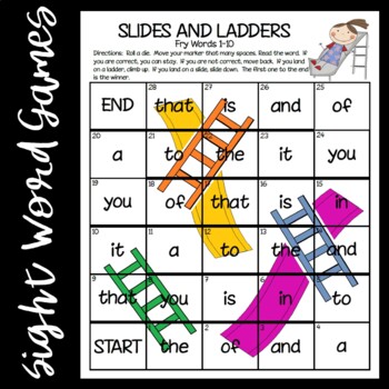 Preview of Slides and Ladders--Fry Words 1-100 Games | Digital Learning Access