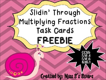 Preview of FREEBIE Multiplying Fractions Task Cards 5.NF.4, 5.NF.6, 6.NS.1
