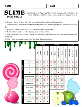 Slime Logic Puzzle by Rachel Elle TPT